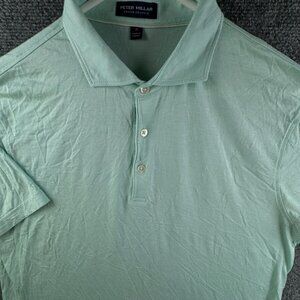 PETER MILLAR Crown Crafted Men Short Sleeve Golf Polo Shirt Green Medium